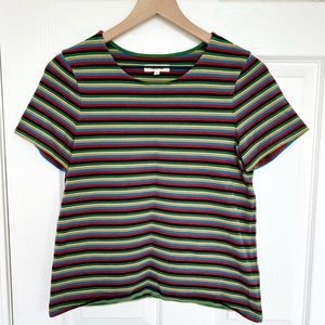 Madewell - Luxe Boxy-Crop Tee in Mathis Stripe / Size XS
